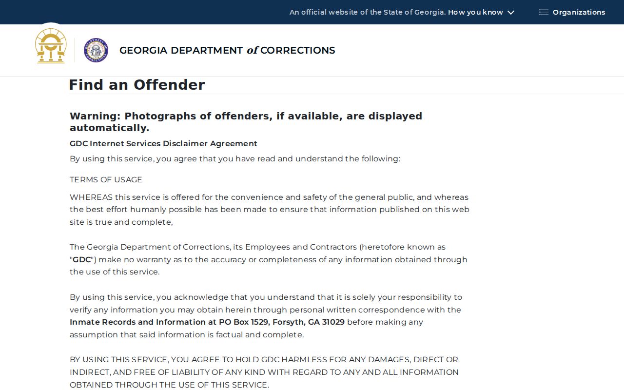 Georgia corrections offender query used after a Colquitt transfer