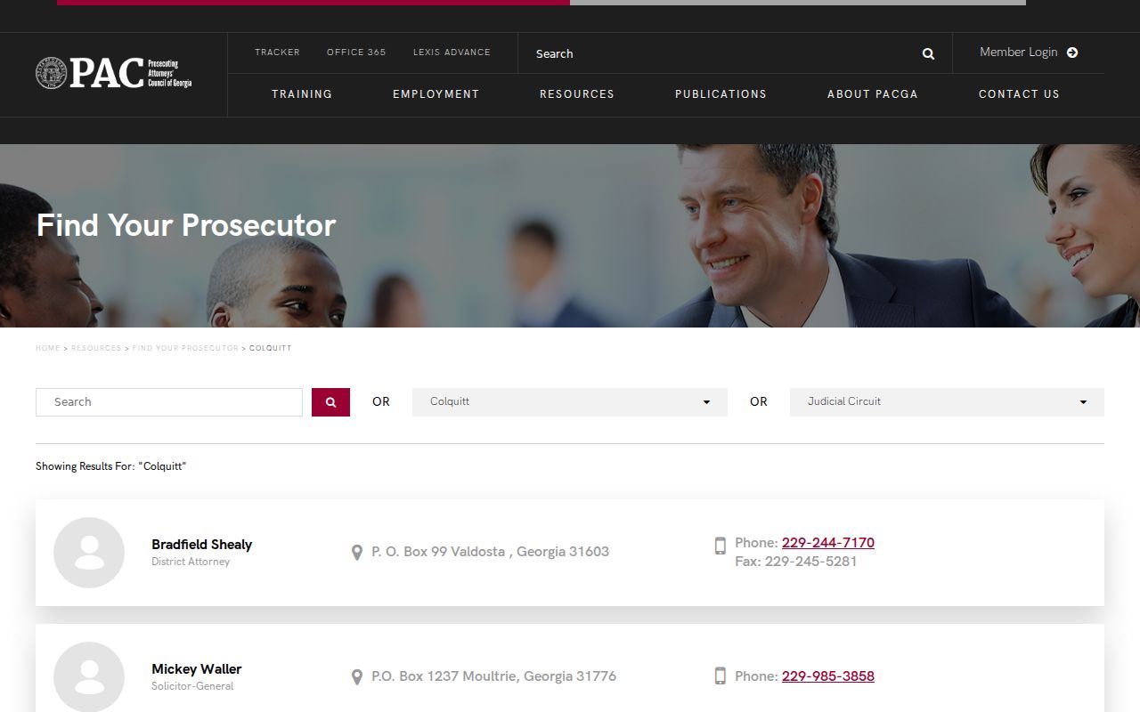Official Colquitt County prosecutor directory for criminal case routing
