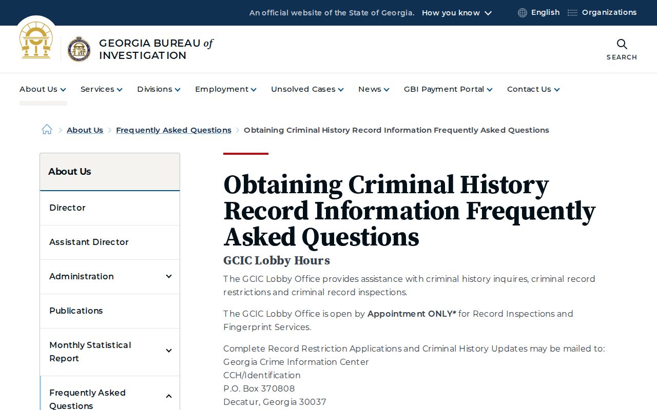 Colquitt County criminal history record restriction guidance
