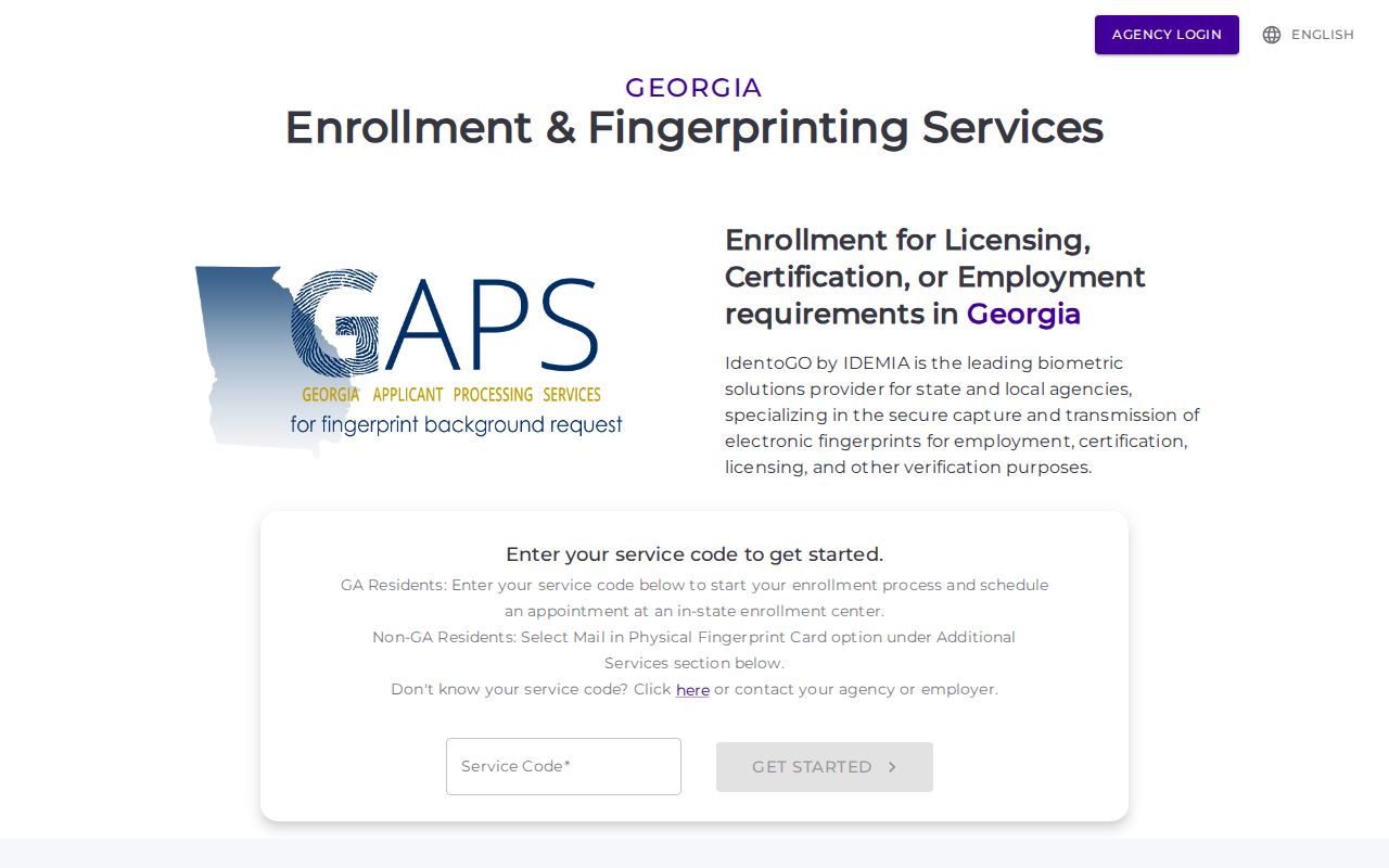 Colquitt County criminal history GAPS fingerprint portal