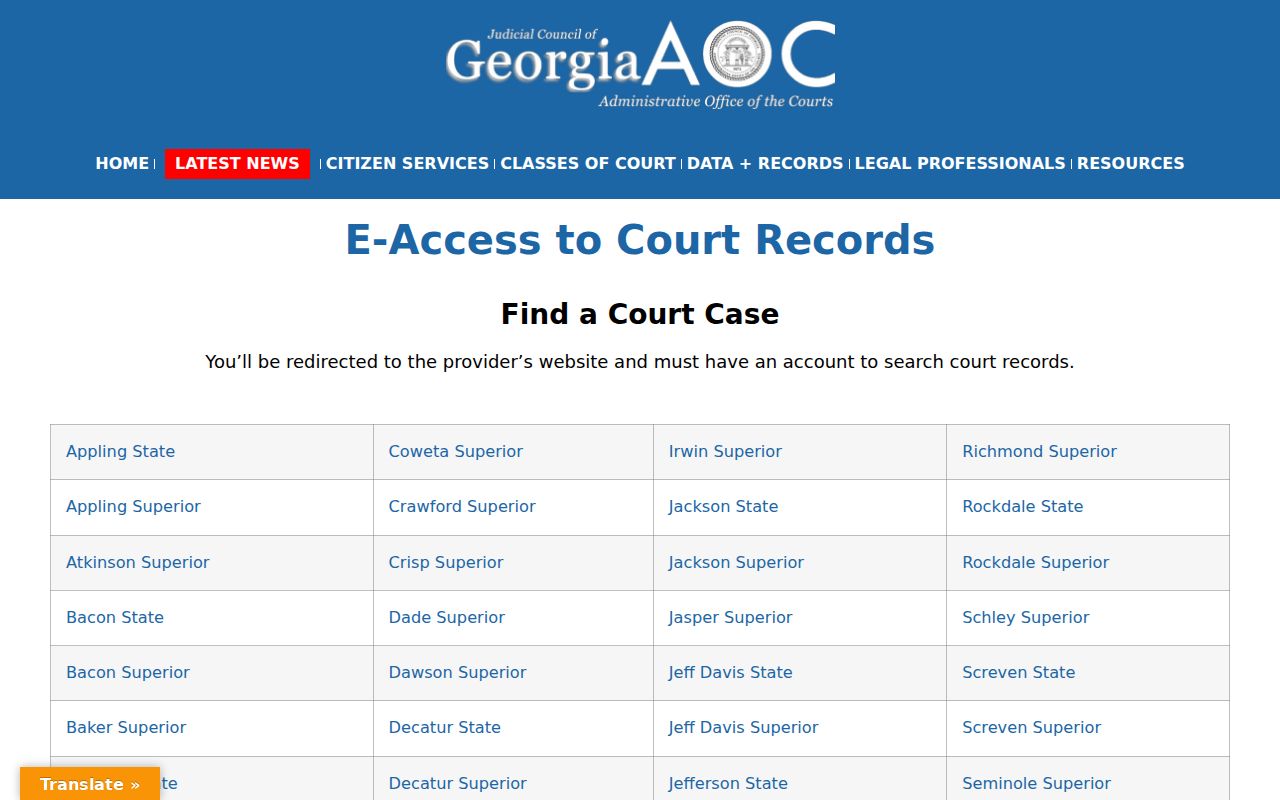 Colquitt County criminal case records Georgia E-Access