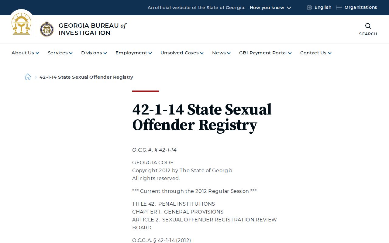 Colquitt County sex offender lookup Georgia classification law